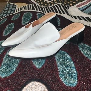 SOLD Black and White Miim Mules Slides Heels 9